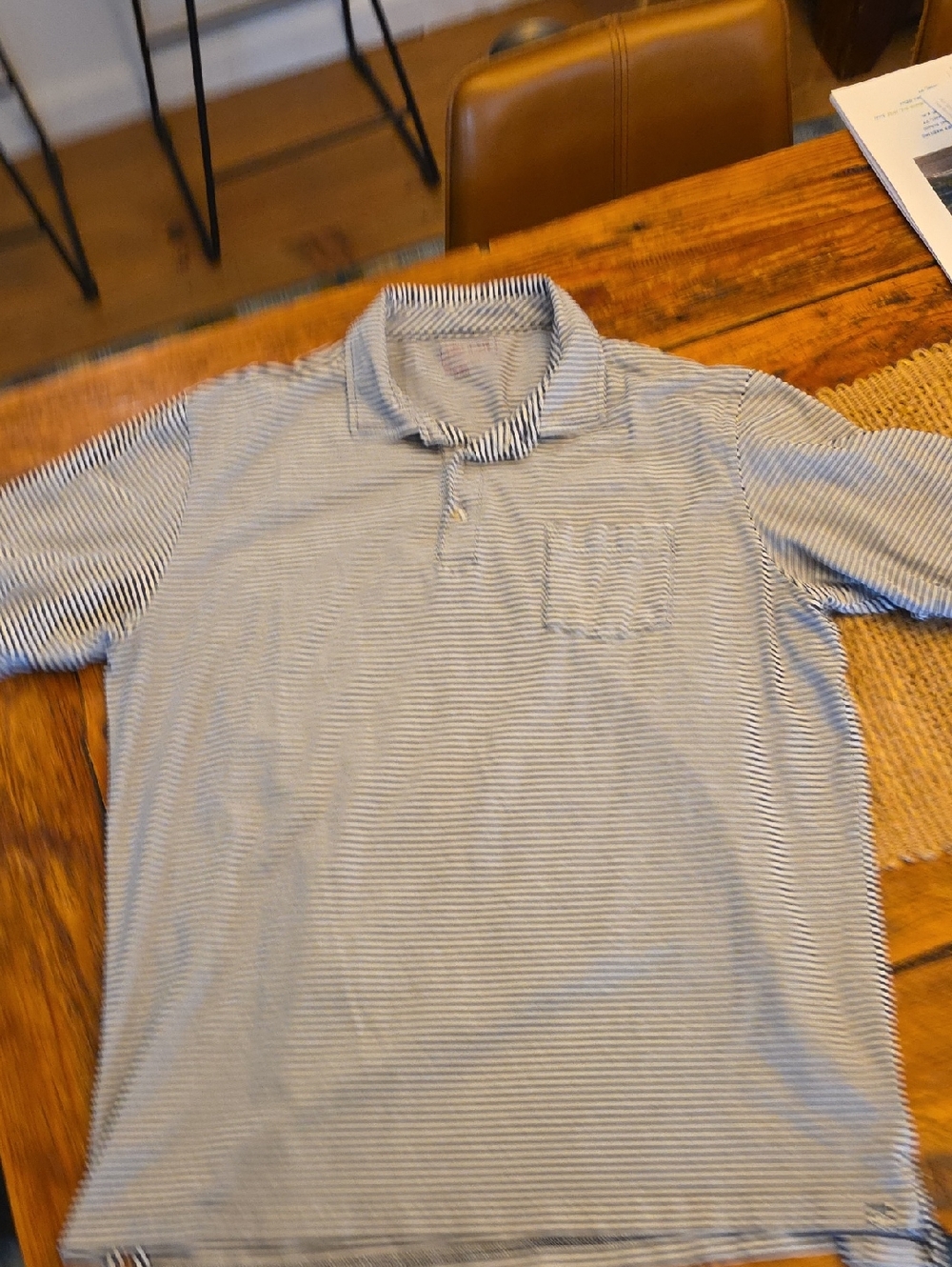 Peter Millar Blue and White Striped Polo